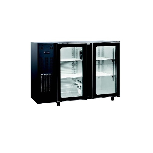 Frigo bar skinplate noir avec groupe 2 portes vitrées 1255 mm