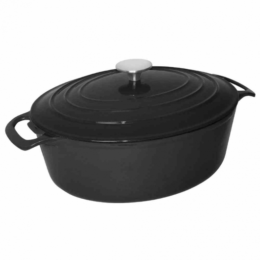 Grande cocotte ovale noire 6L