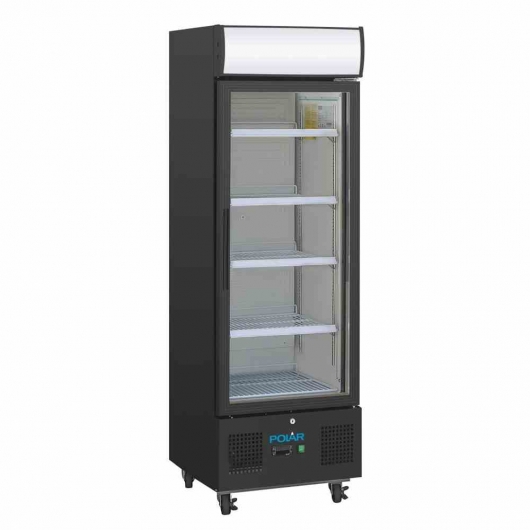 Armoire réfrigérée positive avec caisson lumineux série G noire 218 L