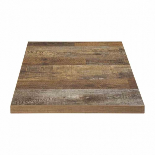 Plateau de table carré effet bois vieilli - 60 cm