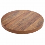 Plateau de table rond 60 cm effet bois vieilli