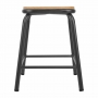 Tabourets bas avec assise en bois Cantina gris métal (lot de 4)