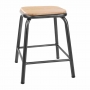 Tabourets bas avec assise en bois Cantina gris métal (lot de 4)