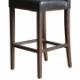 Tabouret de bar haut avec dossier en simili cuir marron foncé