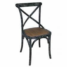 Chaises en bois patiné avec dossier croisé noires (lot de 2)