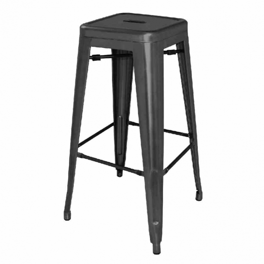 Tabourets hauts Bistro en acier galvanisé noirs (lot de 4)