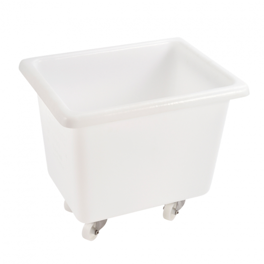 Bac grand volume 100 L - 4 roues pivotantes dont 2 avec freins - blanc