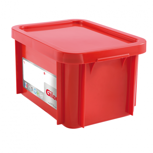 Bac HACCP 15 L rectangulaire + couvercle - rouge 