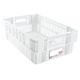 Caisse ajourée empilable emboitable 600 x 400 x 197 mm HACCP - 37 L - blanc