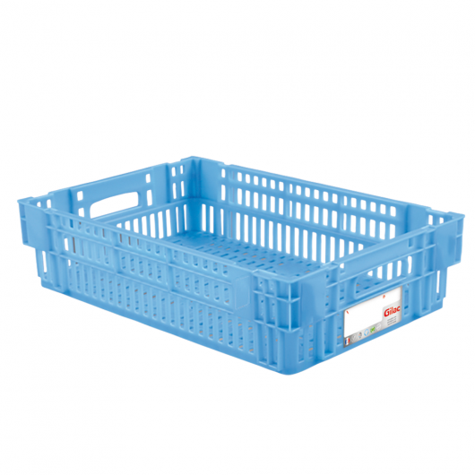 Caisse ajourée empilable emboitable 600 x 400 x 146 mm HACCP - 27 L - bleu