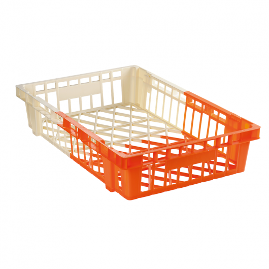 Caisse légère empilable emboîtable 600 x 400 x 120 mm bicolore 20 L -  ivoire/orange