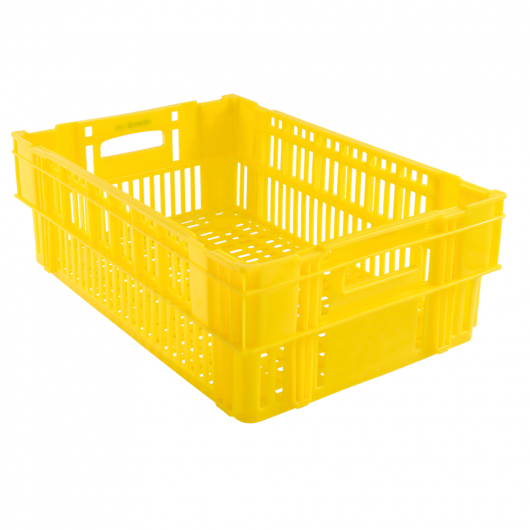 Caisse ajourée empilable emboitable 600 x 400 x 197 mm - 37 L - jaune