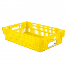 Caisse ajourée empilable emboitable 600 x 400 x 146 mm HACCP - 27 L - jaune