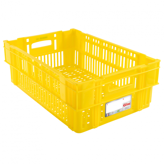 Caisse ajourée empilable emboitable 600 x 400 x 197 mm HACCP - 37 L - jaune