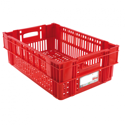 Caisse ajourée empilable emboitable 600 x 400 x 197 mm HACCP - 37 L - rouge