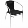 Fauteuils en rotin empilables noirs et aluminium (lot de 4)