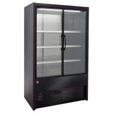 Vitrine murale libre-service noire portes battantes L. 1000 mm