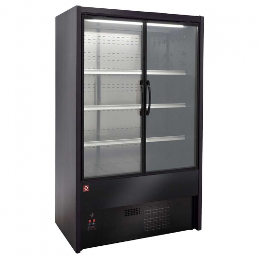 Vitrine murale libre-service noire portes battantes L. 1200 mm