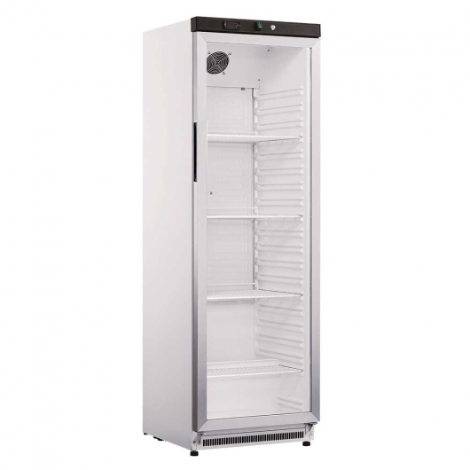 Armoire froide positive laquée blanche 400 L 1 porte vitrée