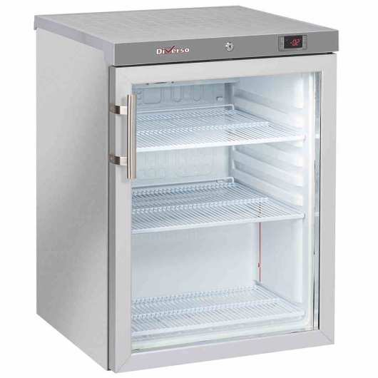 Armoire froide positive ventilé porte vitrée 200 L acier inox