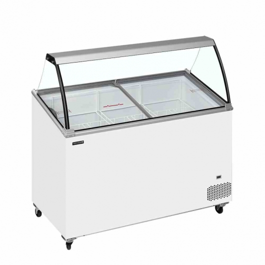 Vitrine à crème glacée couvercles inclinés et pare-haleine 325 L