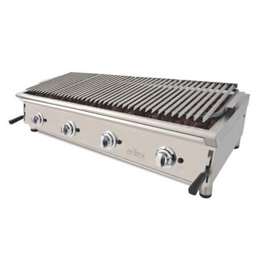 Barbecue pierre de lave à gaz grille acier inoxydable L. 1310 mm