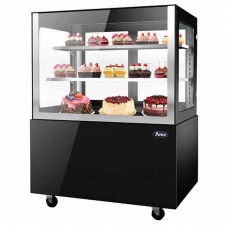 Vitrine droite service arrière noire 2 étagères 320 L